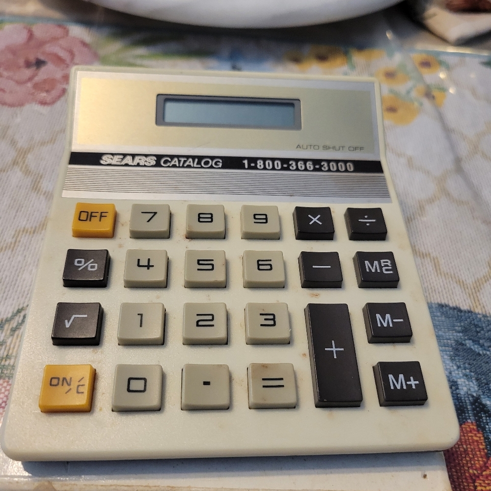 Vintage Sears Beige and Black Calculator
